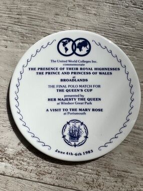 Commemorative The Queen’s Cup Bone Porcelain Plaque Trivet Royal Visit Boehm
